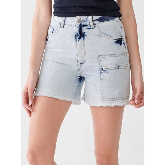 DL1961 Denim Hepburn High Rise Wide Leg Short Mystic Womens Size 32 - Picture 13 of 13